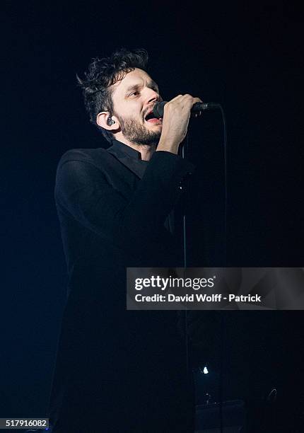 Sascha Ring from Moderat performs at L'Olympia on March 28, 2016 in Paris, France.