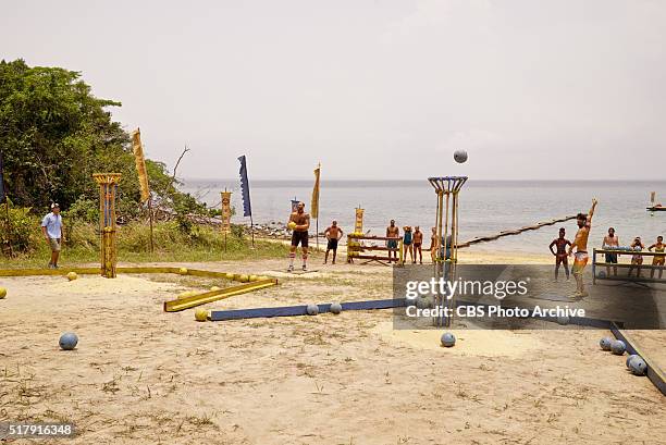 Play or Go Home" -- Jeff Probst watches Scot Pollard and Nick Maiorano compete during the sixth episode of SURVIVOR KAOH: RONG -- Brains vs. Brawn...