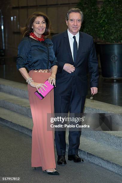 Lola Carretero and Inaki Gabilondo attend the Mario Vargas Llosa 80th birthday party at the Villa Magna hotel on March 28, 2016 in Madrid, Spain.