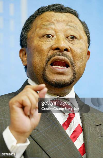 General Assembly President Jean Ping addresses a press conferense at South Korea's Foreign Ministry on November 25, 2004 in Seoul, South Korea. North...