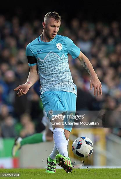 Kurtic Jasmin of Slovenia during the international friendly between Northern Ireland and Slovenia at Windsor Park on March 28, 2016 in Belfast,...