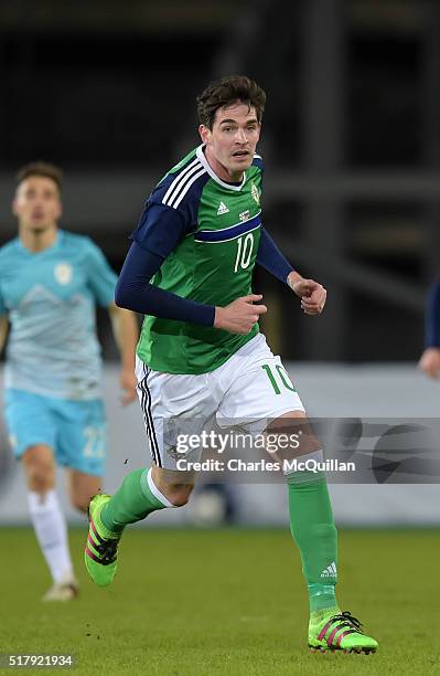 Kyle Lafferty of Northern Ireland during the international friendly between Northern Ireland and Slovenia at Windsor Park on March 28, 2016 in...