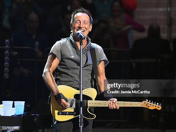 Bruce Springsteen performs onstage at Madison Square Garden on March 28, 2016 in New York City.