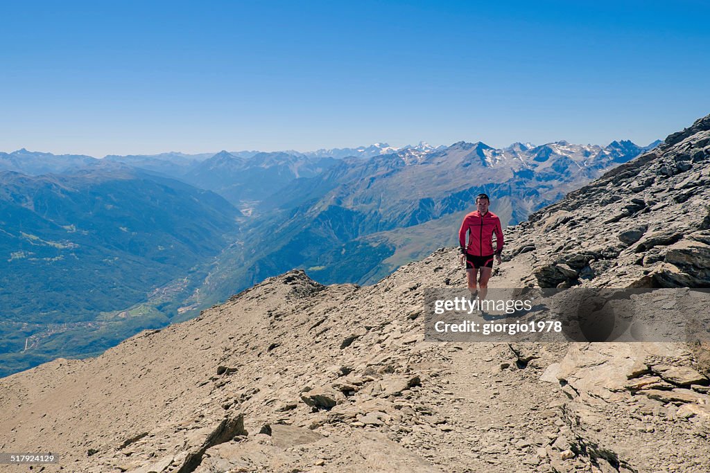 Trail running on the mountains