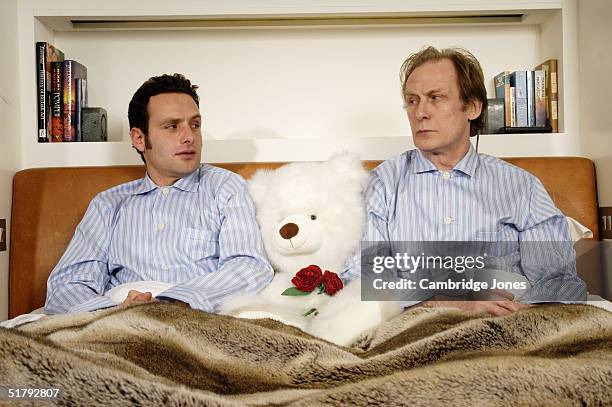 Bill Nighy with Andrew Lincoln at a photoshoot in Chelsea,London on the 6th of March 2004.