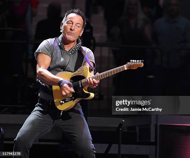 Bruce Springsteen performs onstage at Madison Square Garden on March 28, 2016 in New York City.