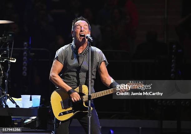 Bruce Springsteen performs onstage at Madison Square Garden on March 28, 2016 in New York City.