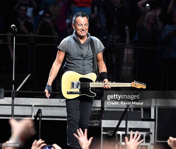 Bruce Springsteen performs with The E Street Band at Madison Square Garden on March 28, 2016 in New York City.