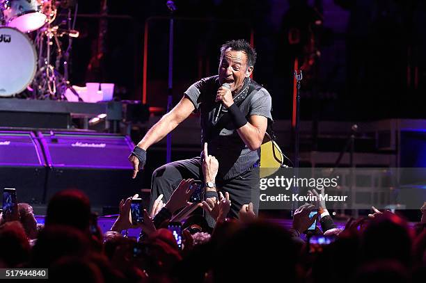 Bruce Springsteen performs with The E Street Band at Madison Square Garden on March 28, 2016 in New York City.