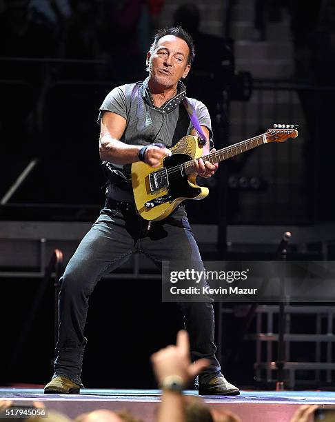 Bruce Springsteen performs with The E Street Band at Madison Square Garden on March 28, 2016 in New York City.