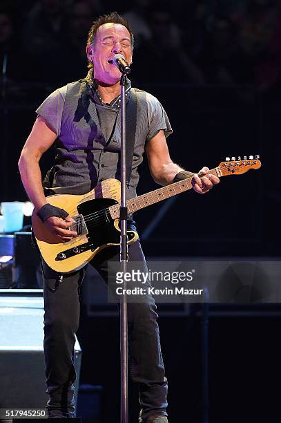 Bruce Springsteen performs with The E Street Band at Madison Square Garden on March 28, 2016 in New York City.