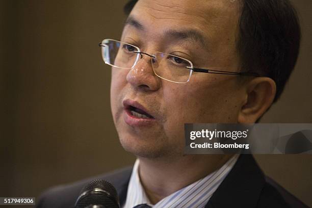 Wang Chuanfu, chairman of BYD Co., speaks during a news conference in Hong Kong, China, on Tuesday, March 29, 2016. BYD has become the world's second...
