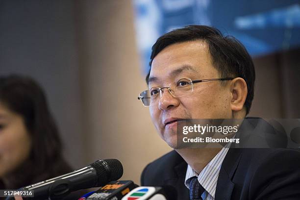 Wang Chuanfu, chairman of BYD Co., speaks during a news conference in Hong Kong, China, on Tuesday, March 29, 2016. BYD has become the world's second...