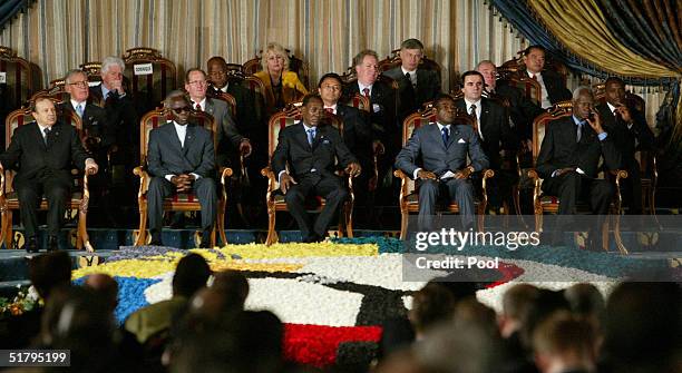 Francophone leaders sit during the opening ceremony of the 10th Francophonie summit on November 26, 2004 in Ouagadougou, Burkina-Faso. About 30...