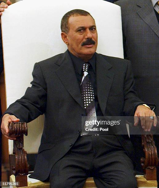 Yemeni President Ali Abdullah Saleh meets with Pope John Paul II during a private audience at the Vatican, November 26 in Vatican City, Italy.