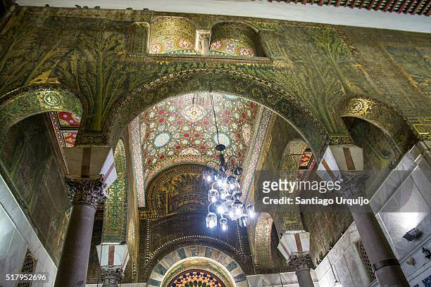 ceiling of the entrance hall to umayyad mosque - umayyad mosque stock pictures, royalty-free photos & images
