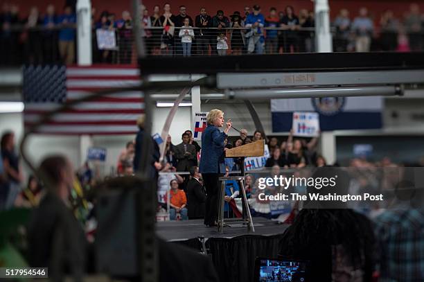 Democratic front runner and Former First Lady and Secretary of State Hillary Clinton holds a campaign rally to discuss her economic agenda at the...