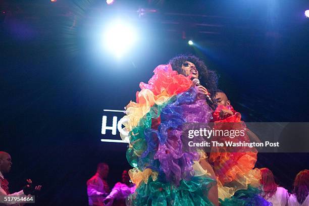 Jasmine Blue performs as Diana Ross in Drag Salute to the Divas, a one-night show at the Howard Theatre, brought some of the biggest divas in R&B...