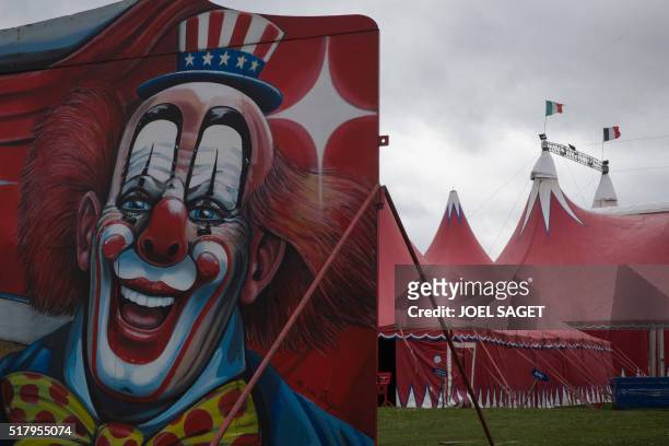Picture taken on March 26, 2016 shows the entrance to the Zavatta Circus in Pont-Audemer.