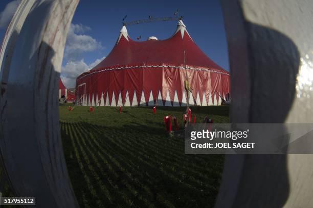 Picture taken on March 25, 2016 shows the circus tent of the Zavatta Circus in Pont-Audemer.
