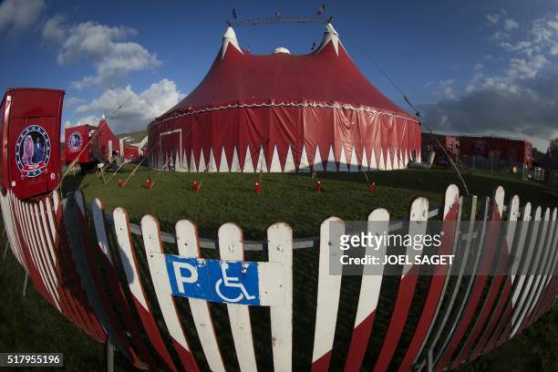 Picture taken on March 25, 2016 shows a circus tent of the Zavatta Circus in Pont-Audemer.