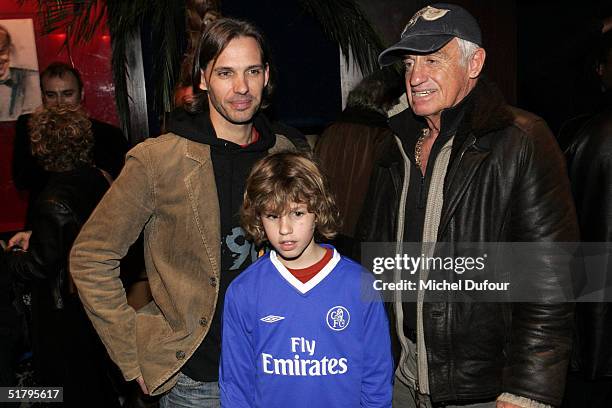 Jean-Paul Belmondo, his son Paul and grand-son Jacomo attend the private preview of the first Paul Belmondo movie "Acharn's," realized by Regis...