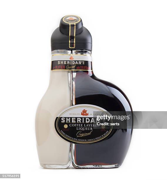 sheridan's coffee layered liqueur - coffee drink on white stock pictures, royalty-free photos & images