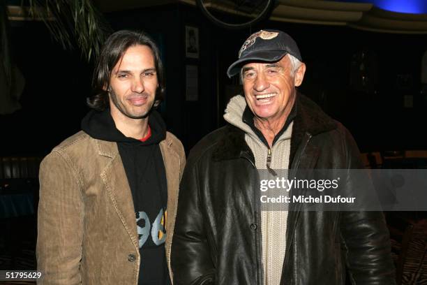 Jean-Paul Belmondo and his son Paul Belmondo attend the private preview of "Acharn's," realized by Regis Mardon with actors Christian Vadim, Michel...