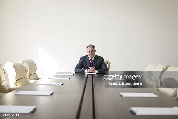 Dmitry Firtash, the Ukrainian billionaire, poses for a photograph inside the Group DF offices following a Bloomberg Television interview in Vienna,...