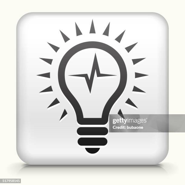 square button with lightbubl royalty free vector art - electrical wire white background stock illustrations