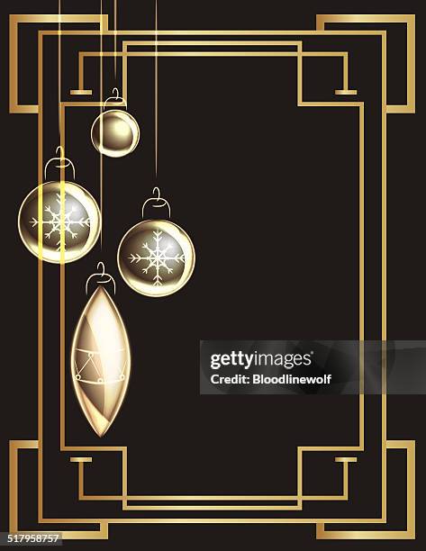 art deco frame and christmas ornaments - gatsby stock illustrations