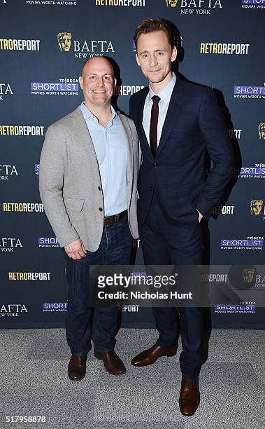 Jeff Bronikowski president of Tribeca Shortlist and Actor Tim Hiddleston attend BAFTA New York With Tribeca Shortlist Hosts "In Conversation With Tom...