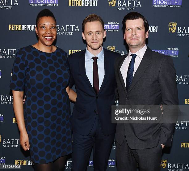 At BAFTA New York Julie La'Bassiere, Tim Hiddleston, Luke Parker Bowles attend BAFTA New York With Tribeca Shortlist Hosts "In Conversation With Tom...