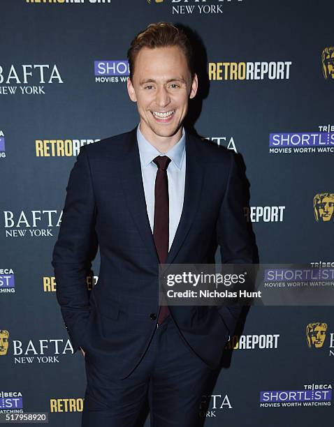 Actor Tom Hiddleston attends BAFTA New York With Tribeca Shortlist Hosts "In Conversation With Tom Hiddleston" on March 28, 2016 in New York City.