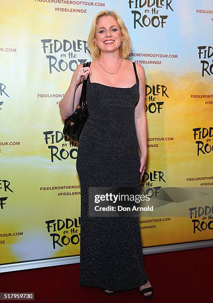 Helen Dallimore arrives for opening night of Fiddler On The Roof at Capitol Theatre on March 29, 2016 in Sydney, Australia.