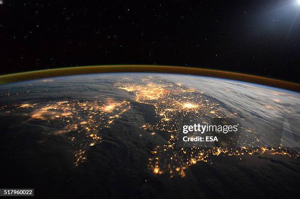 This handout image supplied by the European Space Agency , shows a view looking to the East along the English Channel with the UK on the left and...