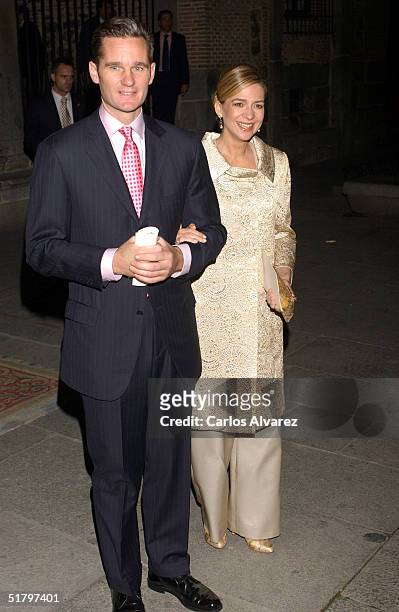 Princess Cristina of Spain and her husband Inaki Urdangarin attend the wedding of Fernando Gomez Acebo, son of King Juan Carlos's sister Dona Pilar,...