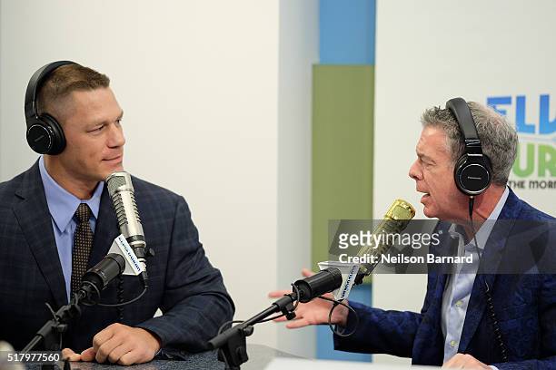 John Cena chats with Elvis Duran at "The Elvis Duran Z100 Morning Show" at Z100 Studio on March 29, 2016 in New York City.