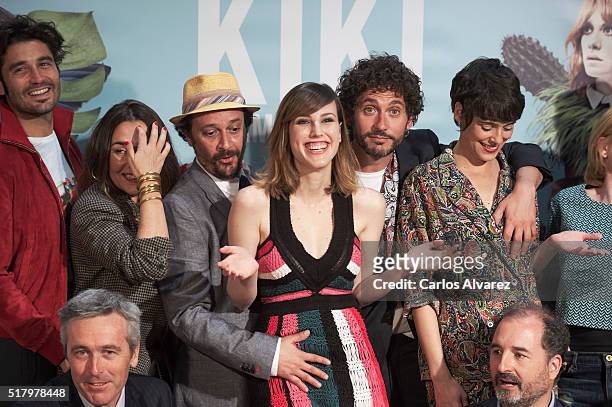 Spanish actors Alex Garcia, Candela Pena, Luis Callejo, Natalia de Molina, Paco Leon and Belen Cuesta attend "Kiki El Amor Se Hace" photocall at the...