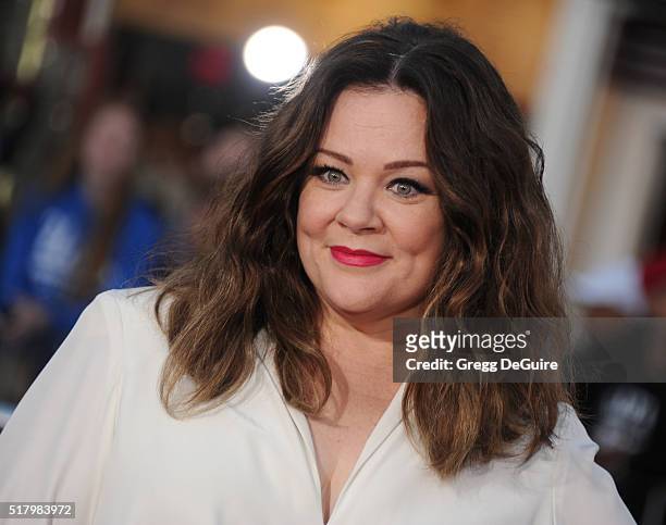 Actress Melissa McCarthy arrives at the premiere of USA Pictures' "The Boss" at Regency Village Theatre on March 28, 2016 in Westwood, California.