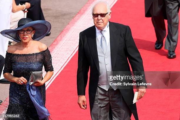 Prince Vittorio Emanuele , Duke of Savoia, and his wife Marina Doria attend the religious ceremony of the Royal Wedding of Prince Albert II of Monaco...