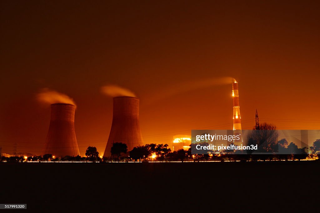 Nuclear Plant At Night