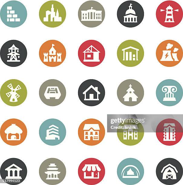 stockillustraties, clipart, cartoons en iconen met architecture icons / ringico series - bungalow