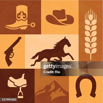 Western Cowboy and Horse Riding Elements Western Cowboy and Horse Riding Elements
