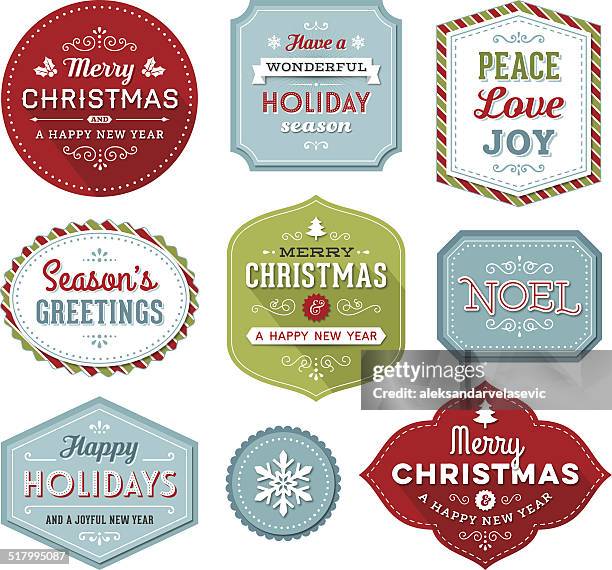 weihnachts-urlaub-label - etiketten stock-grafiken, -clipart, -cartoons und -symbole