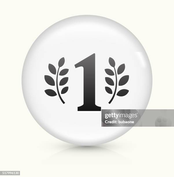 number one icon on white round vector button - tree shadow white background stock illustrations