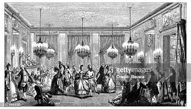 antique illustration of elegant ball party - evening ball stock illustrations