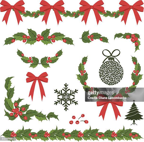 christmas holly decorations and ornaments - christmas holly 幅插畫檔、美工圖案、卡通及圖標