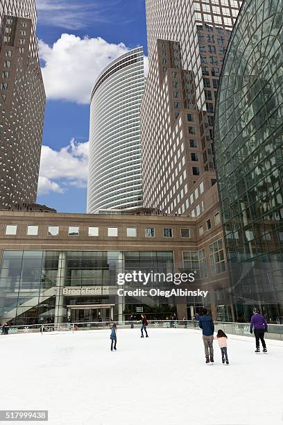 ice skating rink at brookfield place, battery park, manhattan, nyc. - brookfield place stock pictures, royalty-free photos & images