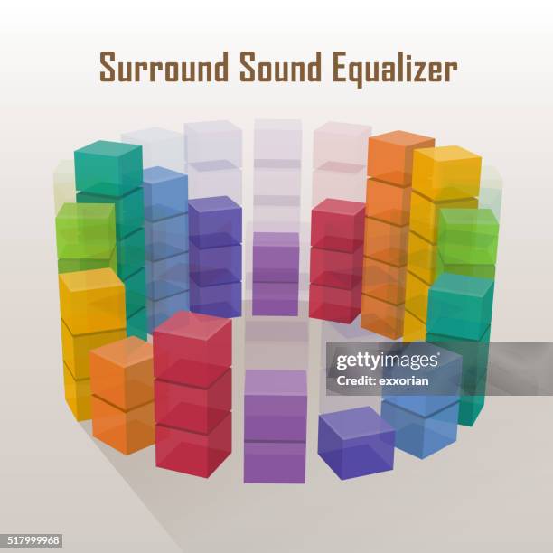 surround sound equalizer - isometric cubes stock illustrations